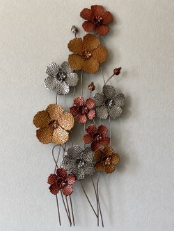 Large Metal Flower Wall Art Decor - 37" x 16"