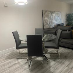 Modern Glass Dining Table Set + 4 Chairs – Sleek, Stylish & Ready for Your Home!
