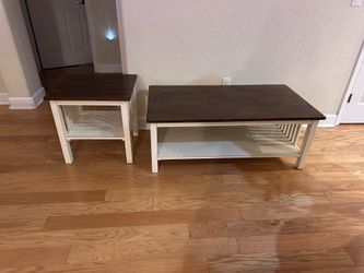 Farmhouse Coffee Table + End Table Set – Two‑Tone Wood & White. ***Cash Only***