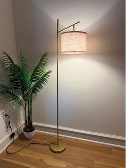Floor Lamp Gold Modern Living Room Metal Standing Lamp With Foot Switch For Bedroom Office Decor
