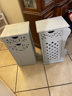 Home decor Pair of gray organizer Wood Carved