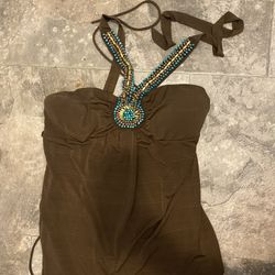 Beaded Halter Top Size L