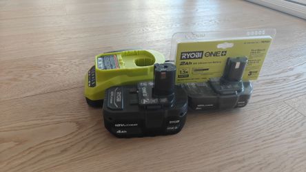Ryobi 18V Battery, 2.0Ah and 4.0Ah with charger