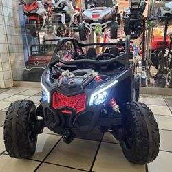 48v 48volt 48volt batteries canam carro de niño kid car maverick can-am 2 24v Remote control leather seats shocks soft tires screen for videos 4x4 led