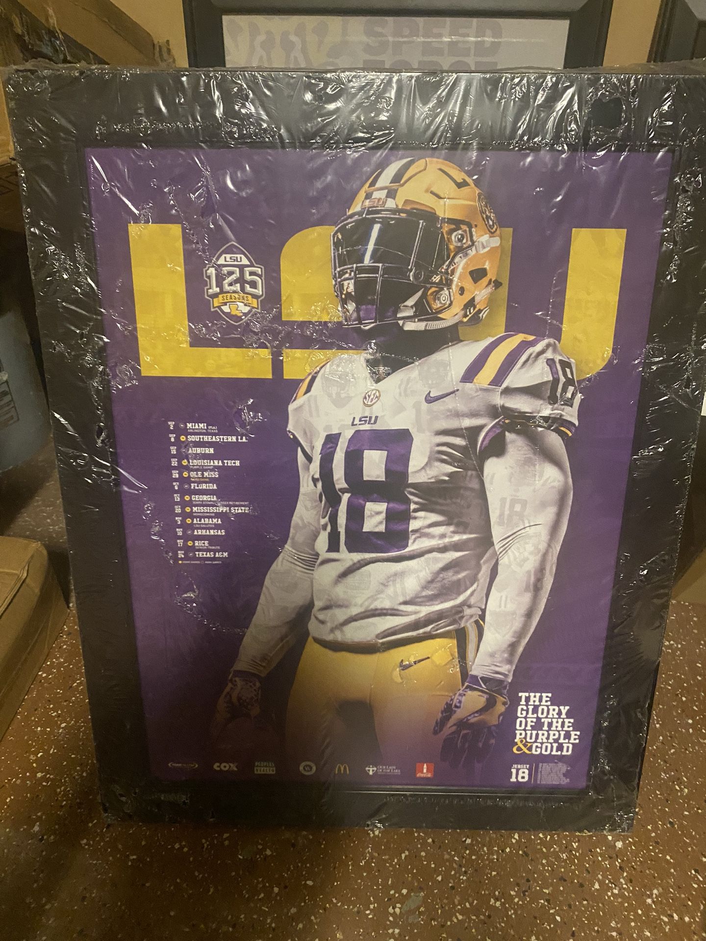 2018 & 2016 LSU Football Schedule Posters Framed Size 21 1/2 X 27 1/2