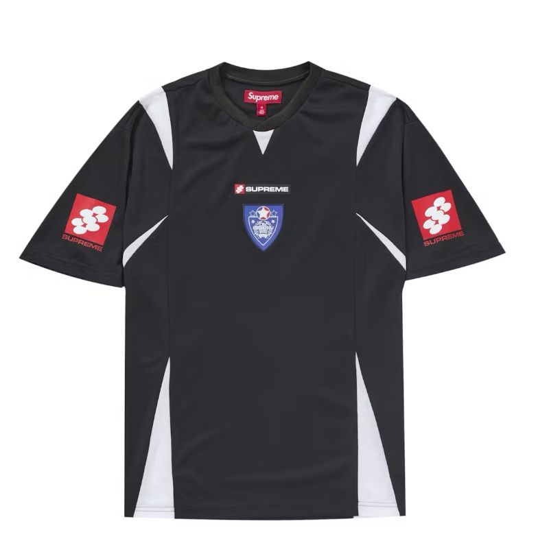 Supreme Crest Black Soccer Jersey Size Large FW24 Brand New