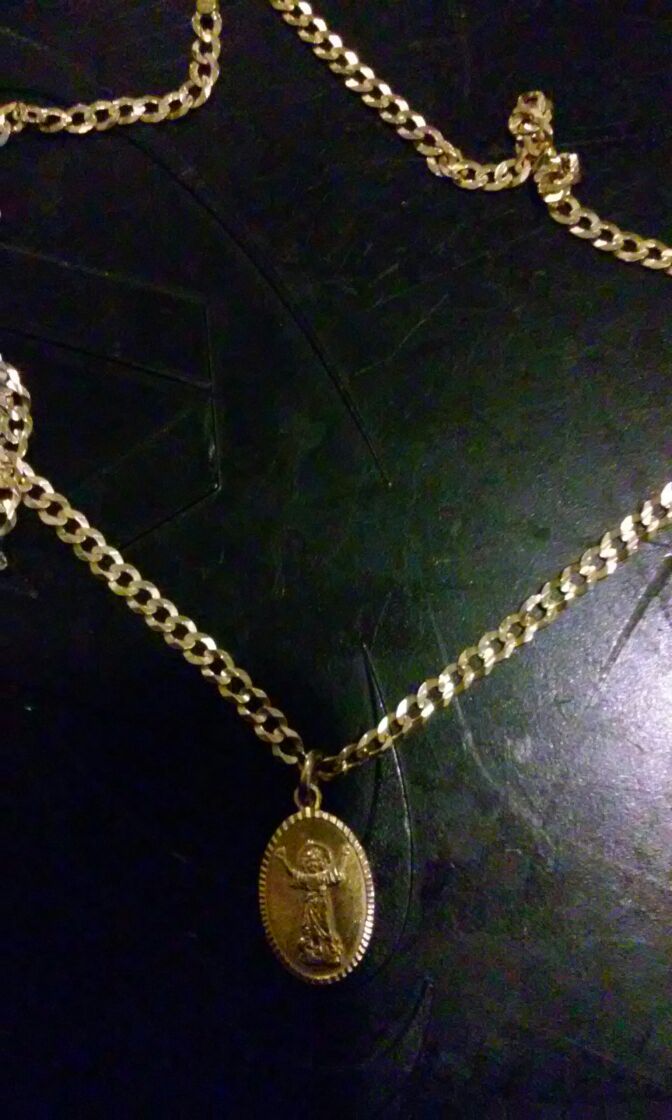 14K necklace solid yellow gold with santo nino pendant
