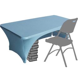 Spandex Table Cover 8 ft, Cover Open Back（8Ft,Sky blue）