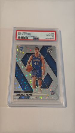 2024 NBA Panini Mosaic PSA 10 Nikola Topic Silver fast break refractor