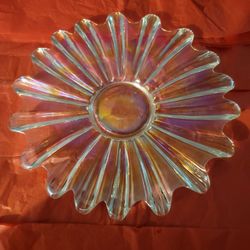 Vintage Iridescent Carnival Glass Tray