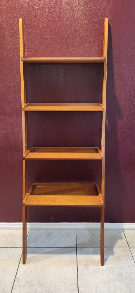 4 Teir Leaning Honey Oak Shelf Bookcase $25
