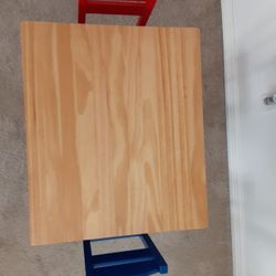 kids table and 2 chairs,  wood 
