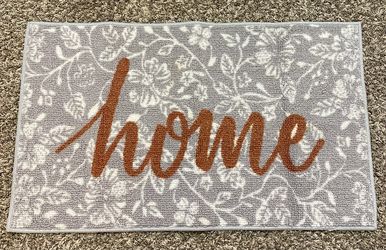 Area Rug (Light Grey, Off White & Dark Orange) 34” by 20”