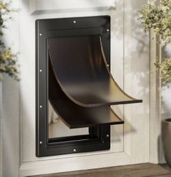 NEW Dog Pet Door for Easy Install, Magnetic Flaps, Closing Panel Size Large New, Open Box For Pets up to 100 Pounds