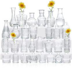 Set of 30 Bud Vases for Flowers,Glass Vases for Centerpieces,Small Glass Bud Vase for Rustic Wedding Decorations,Mini Vases,Clear Vases for Table Deco