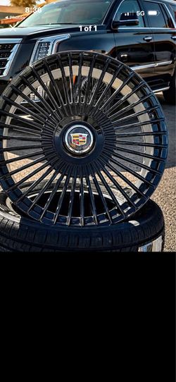 Cadillac Escalade 24” new monsory style Blk rims with floating caps plus tires pkg