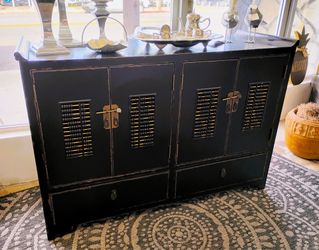 Vintage Abacus Cabinet with Brass Hinges and Latches