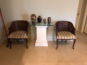 Antique wicker upholstered chairs