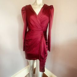 DO+BE Red Dress Long Sleeve Wrap Mini Dress