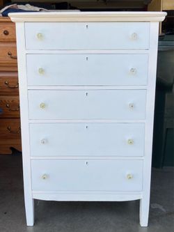 Solid Wood Vintage 5 Drawer Highboy Dresser Chest