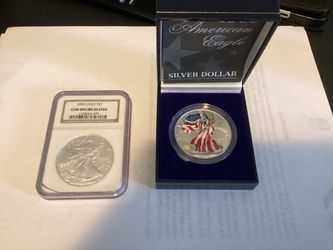 (2) American silver Eagle coins