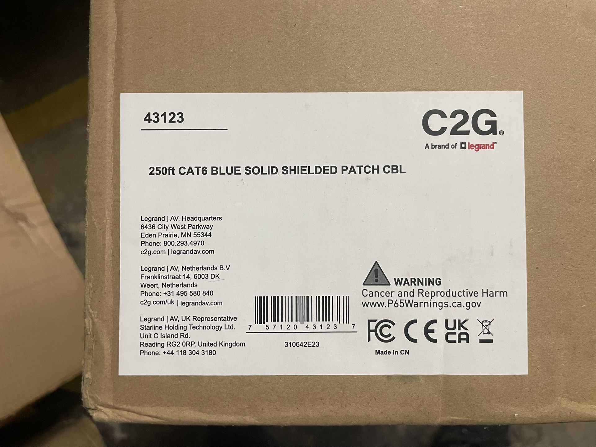 cat 6 blue solid shielded patch cable 250ft