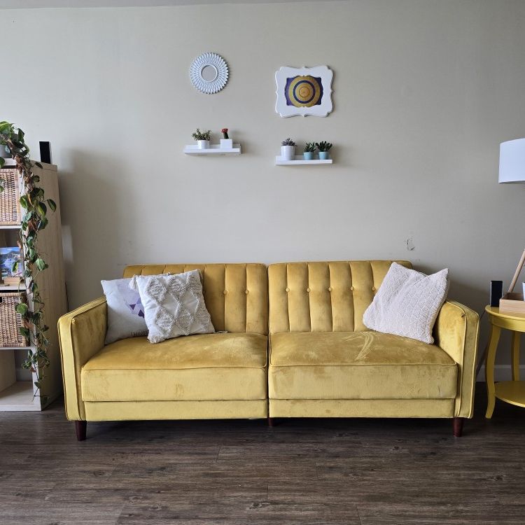Yellow Velvet Sleeper Sofa