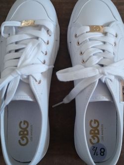 GBG White Shimmery Canvas Shoes