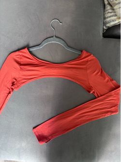 Rust/Brick Red Cutout Long-Sleeve Crop Top