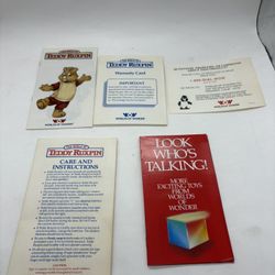 Vintage 1985 Teddy Ruxpin Manuals Brochures Paperwork Lot Worlds of Wonder