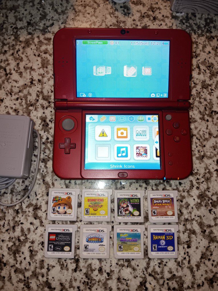 Nintendo 3DS XL "NEW" Console System Bundle With 8 Games Donkey Kong + Mario 3D Land + Luigis Mansion + Angry Birds + Lego Star Wars + Rayman 3D 