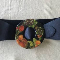 Vintage 1970's Leather & Decoupage Belt