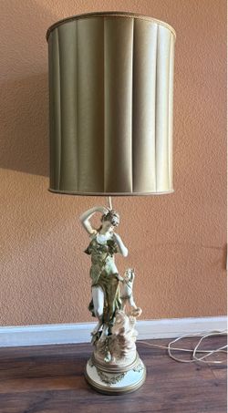 RARE Antique French L&F Moreau LAMP Working - Mother And Child w/ Shade