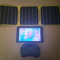 Portable Solar Tablet System With Wireless Keyboard And Mouse For Outdoors Work Business Movies TV Shows Documentaries Video Games Music And Apps