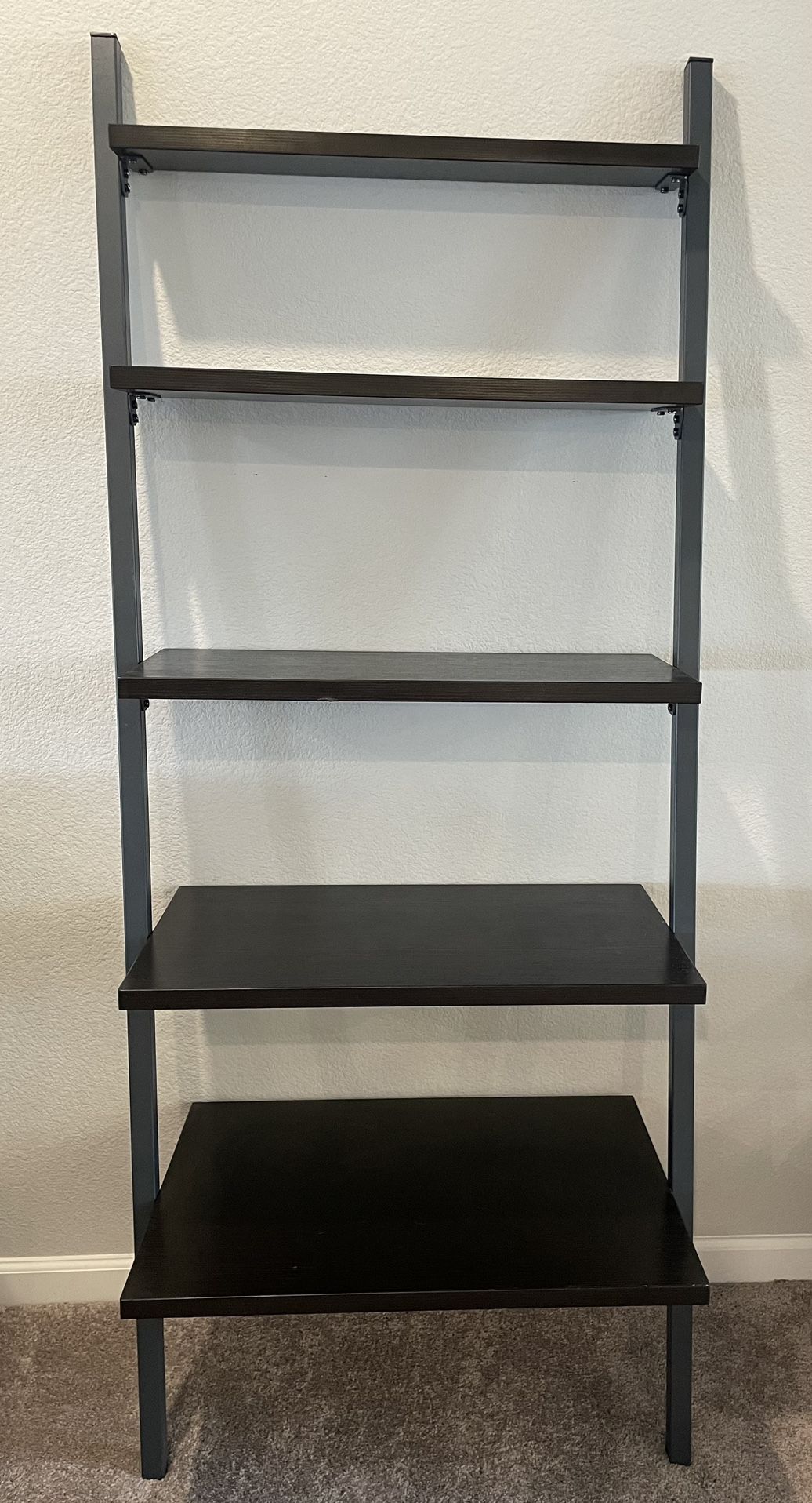 Set of Two 70 in. Tall 5 Shelf Wood Ladder Bookshelves