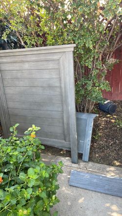 Gray Wood Bed Headboard and Frame Parts