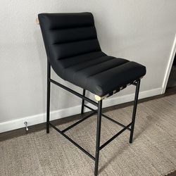 Black Plush Counter Stool Leather Contemporary Metal