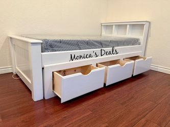 Twin Solid Wood Bed With 3 Drawers And Memory Foam Mattress $640