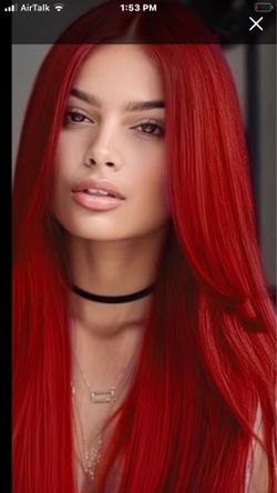 lil mermaid Bright RED new synthetic hair cap classic straight long