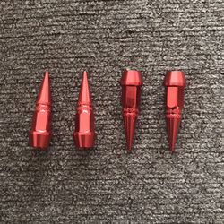 Metallic red spiked spoke tire valve caps!