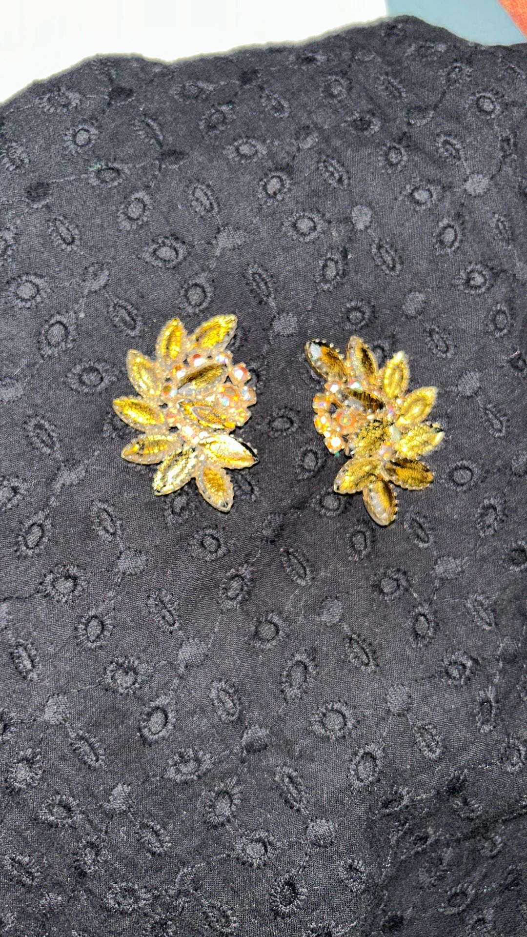 Antique rhinestone and Aurora borealis Crystal clip on earrings