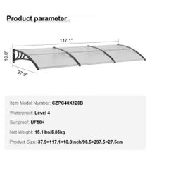 Window/Door Awning Transparent 
