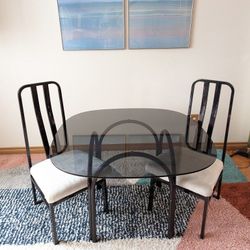 Black Lacquered Postmodern Chairs w/ White Upholstery by Cal Style