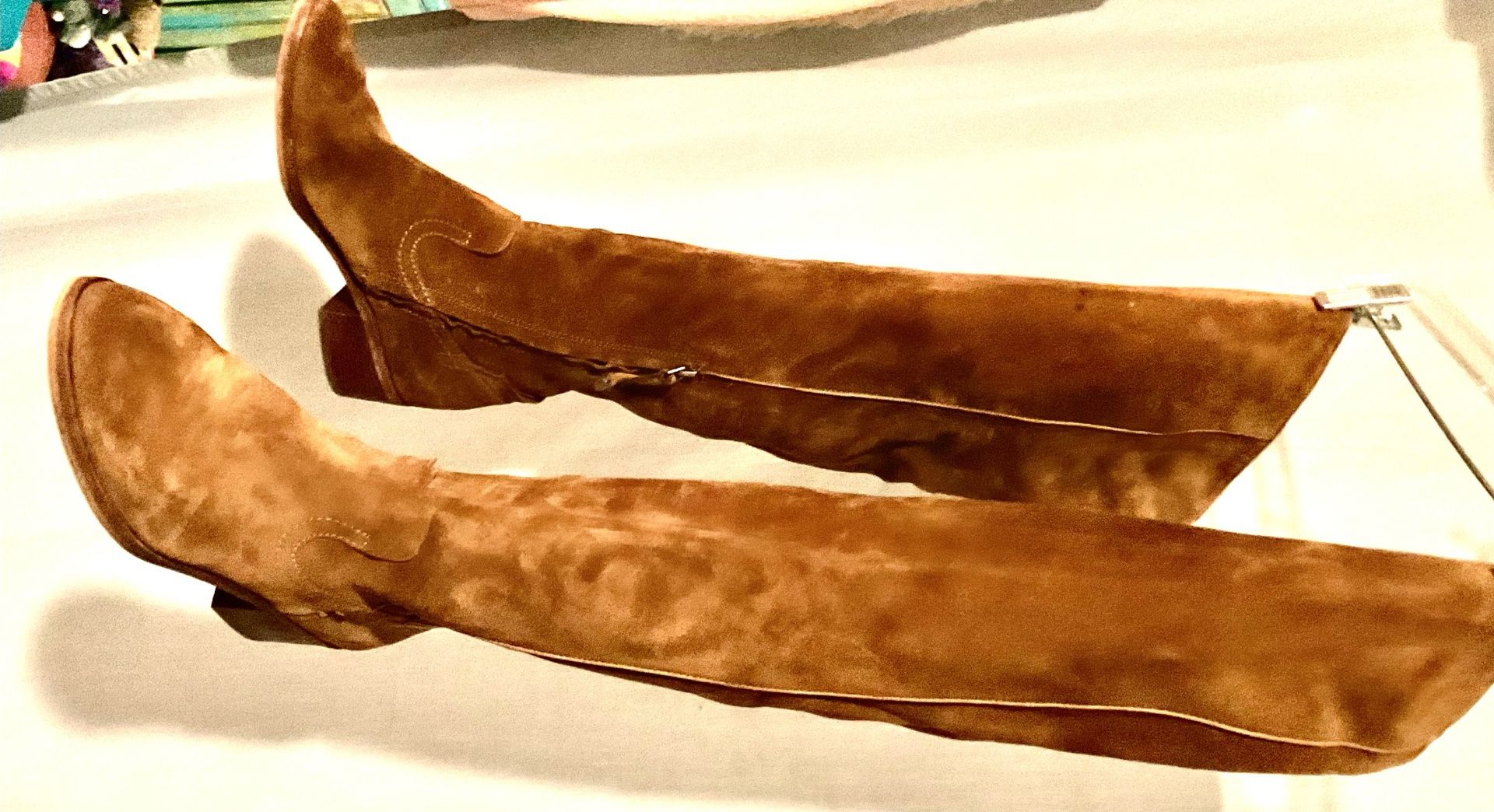 Women’s 7.5  Brown Italian  Suede Thigh Boots