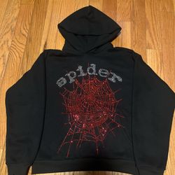 Black  rhinestone sp5der hoodie Size M