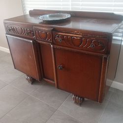 Nice Solid Wood Buffet & Wooden Stools