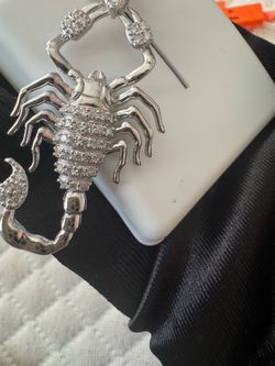 Moissanite Scorpion 1.50 ctw 41mm big 925 sterling silver 3mm bail Pendant