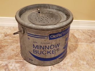 Vintage Galvanized Old Pal 8 Qt. Minnow Bucket No.88 Wodstream Lititz Pa. USA