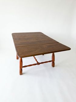 Vintage Farmhouse Wood Drop-Leaf Dining Table (3 Chairs)