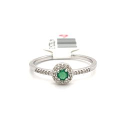 18kt White Gold Diamond Emerald Ring .11ct Emerald .1ct Diamonds Size 6 1/2 147923 3